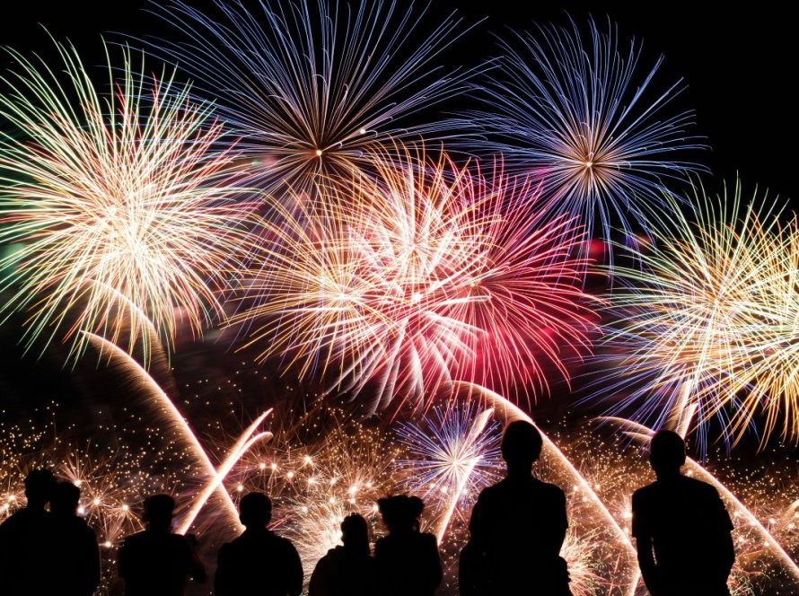 Colorful fireworks lighting up the night sky